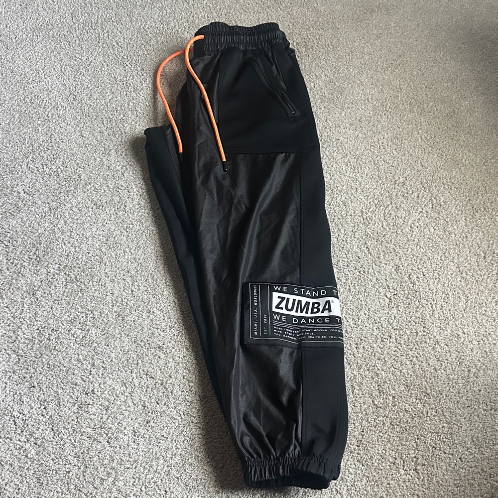 Zumba Fitness Black Joggers with Orange Accents